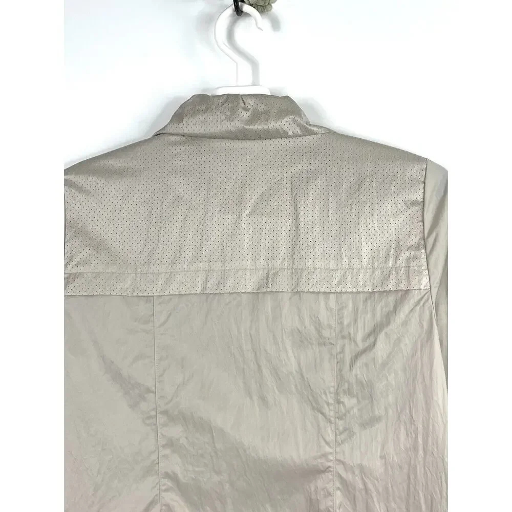 WEEKENDS By Chico’s 1 Size 8 Snap Front Lightweight Windbreaker Jacket Tan